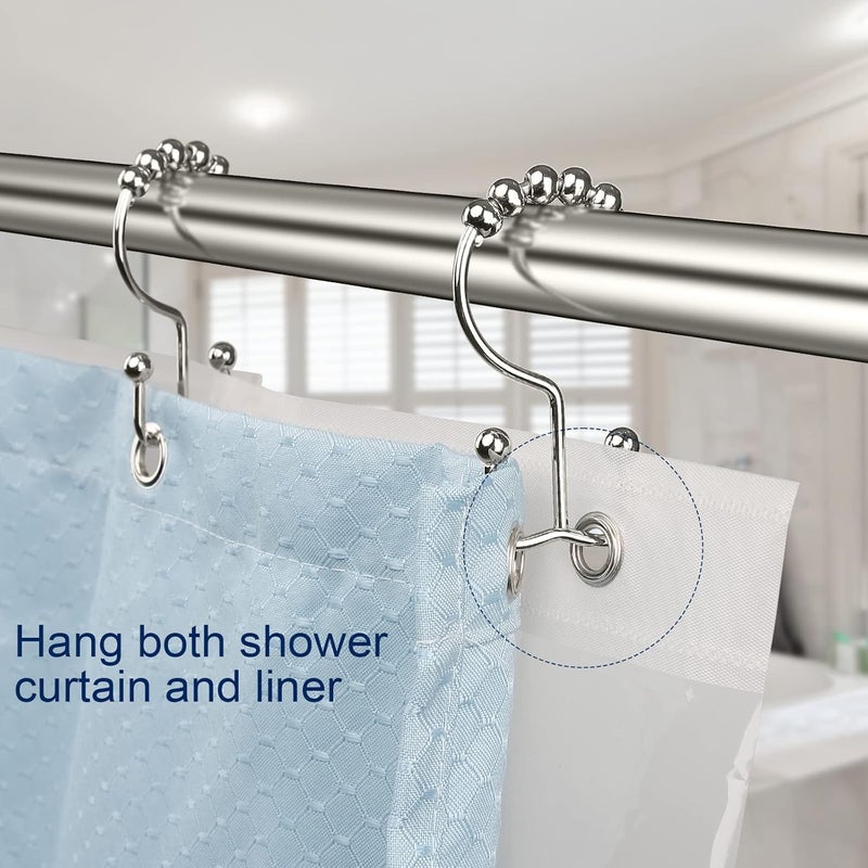 Gidse Shower Curtain Hooks,Sturdy Stainless Steel Double Sided Shower Hooks Rings for Bathroom Shower Curtain Rods Curtains Set of 12 Hooks - Nickel - Image 4